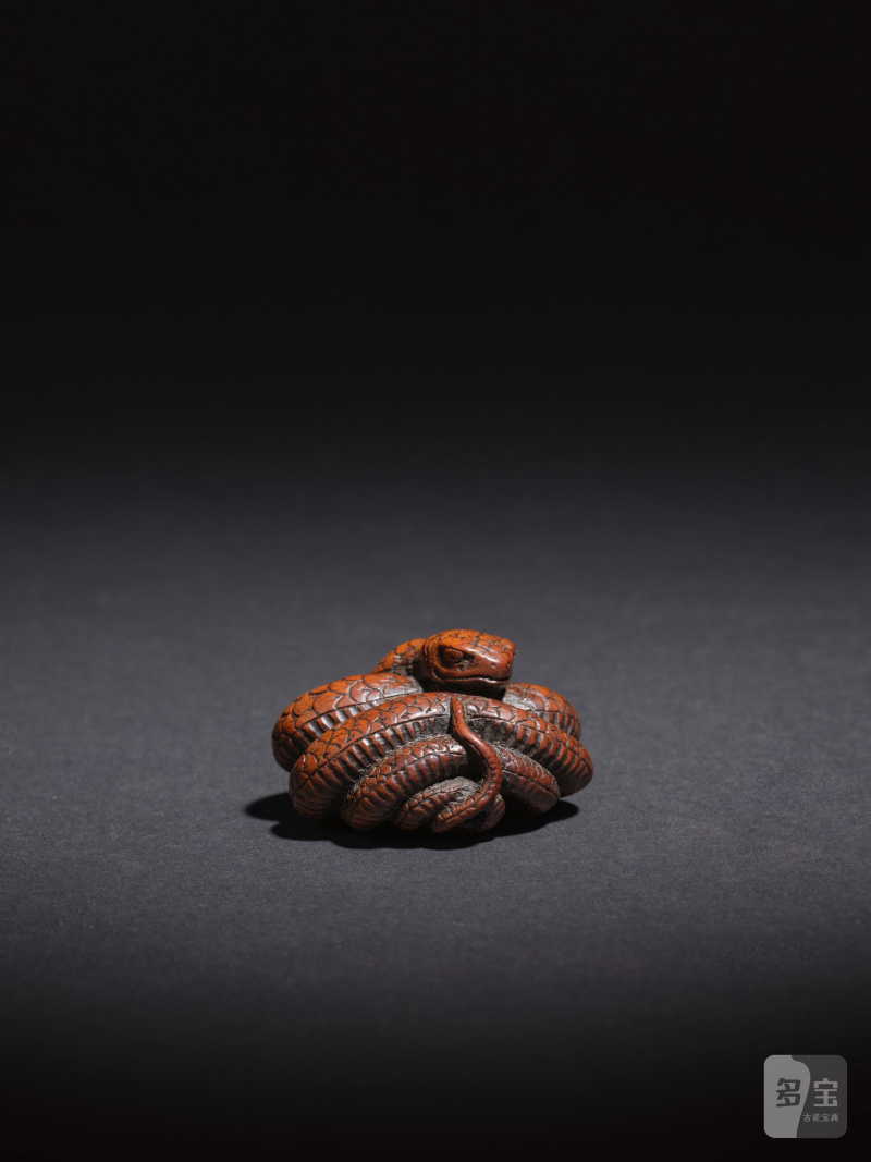木彫根付 蛇 銘「為隆」 18世紀 | NETSUKE EN BOIS REPRÉSENTANT UN SERPENT - 图10